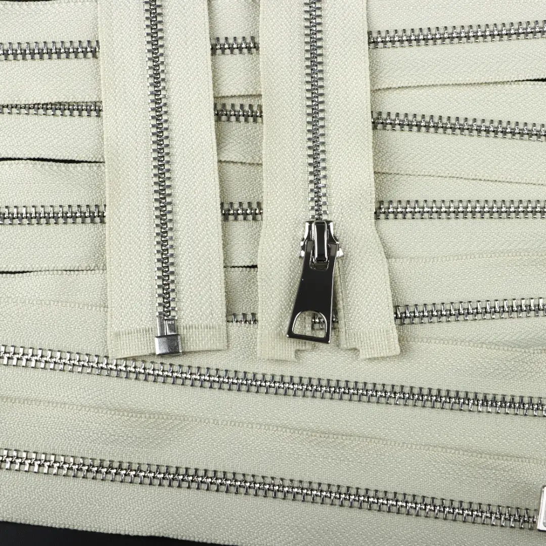 Cream Open Metal Zippers Zipper for Overcoat buy garments accessories in bulk from China wholesaler at wholesale price free worldwide shipping Alibaba