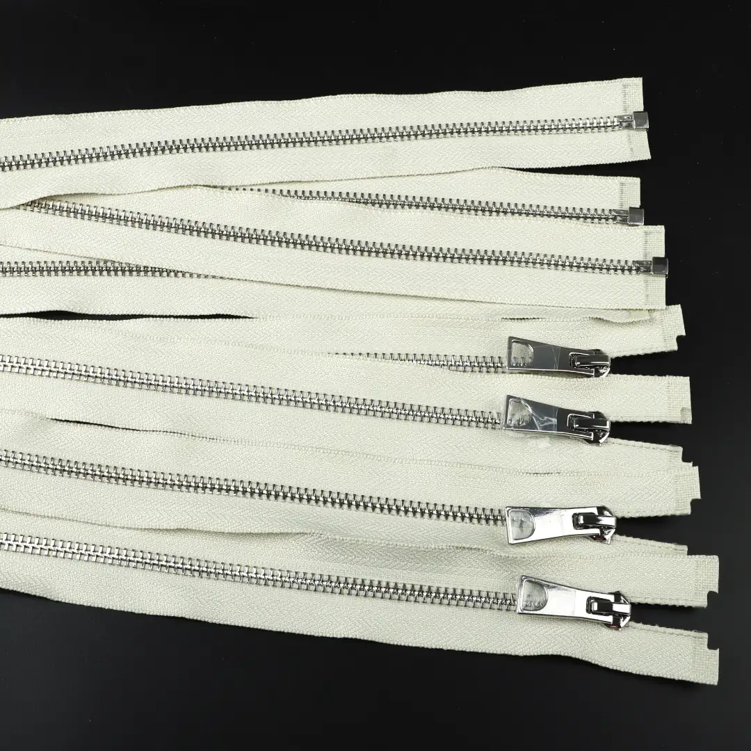Cream Open Metal Zippers Zipper for Overcoat buy garments accessories in bulk from China wholesaler at wholesale price free worldwide shipping Alibaba