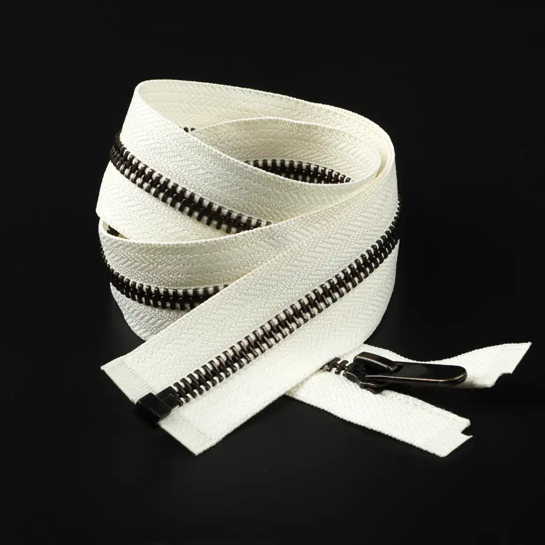 Cream Open Metal Zippers Zipper for Overcoat buy garments accessories in bulk from China wholesaler at wholesale price free worldwide shipping Alibaba