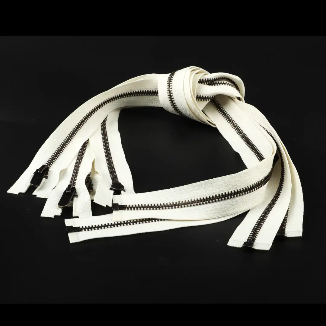 Cream Open Metal Zippers Zipper for Overcoat buy garments accessories in bulk from China wholesaler at wholesale price free worldwide shipping Alibaba