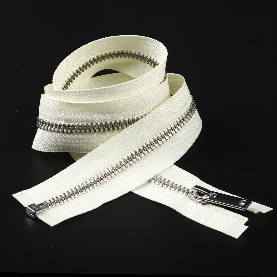 Cream Open Metal Zippers Zipper for Overcoat buy garments accessories in bulk from China wholesaler at wholesale price free worldwide shipping Alibaba