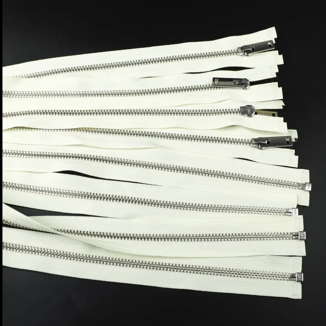 Cream Open Metal Zippers Zipper for Overcoat buy garments accessories in bulk from China wholesaler at wholesale price free worldwide shipping Alibaba