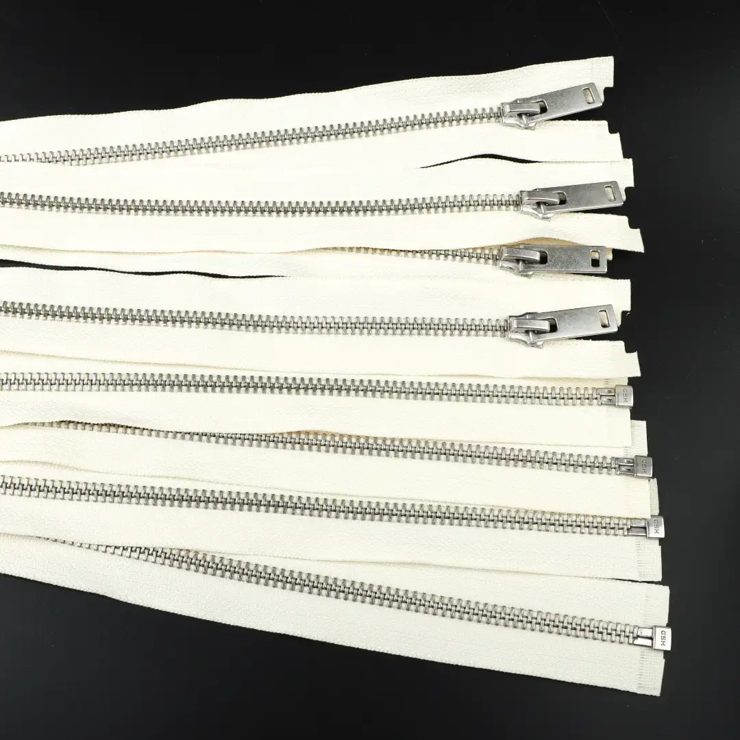 Cream Open Metal Zippers Zipper for Overcoat buy garments accessories in bulk from China wholesaler at wholesale price free worldwide shipping Alibaba