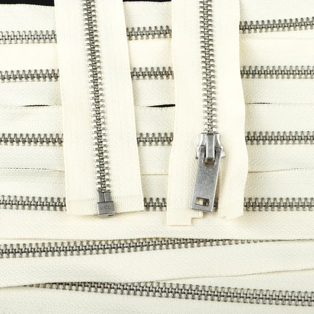 Cream Open Metal Zippers Zipper for Overcoat buy garments accessories in bulk from China wholesaler at wholesale price free worldwide shipping Alibaba