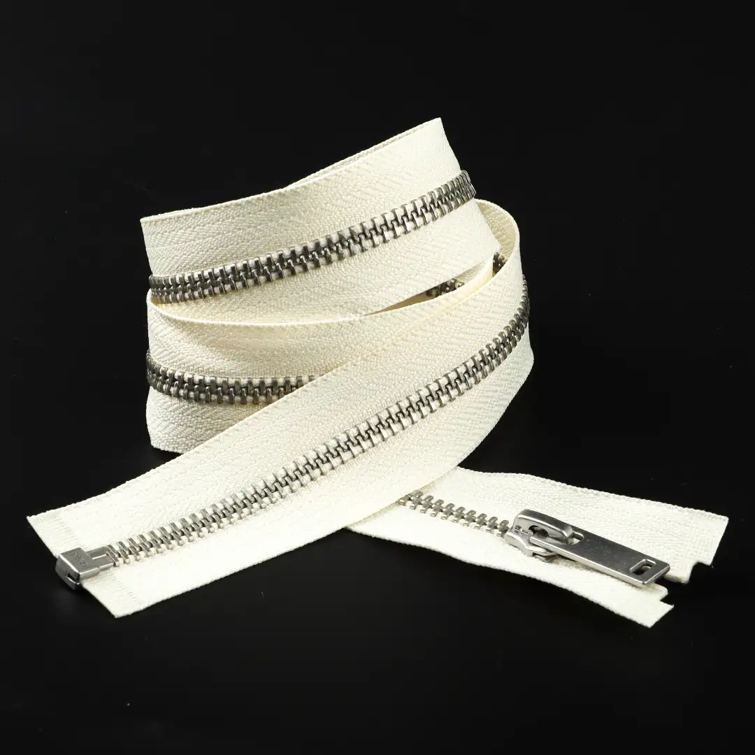 Cream Open Metal Zippers Zipper for Overcoat buy garments accessories in bulk from China wholesaler at wholesale price free worldwide shipping Alibaba