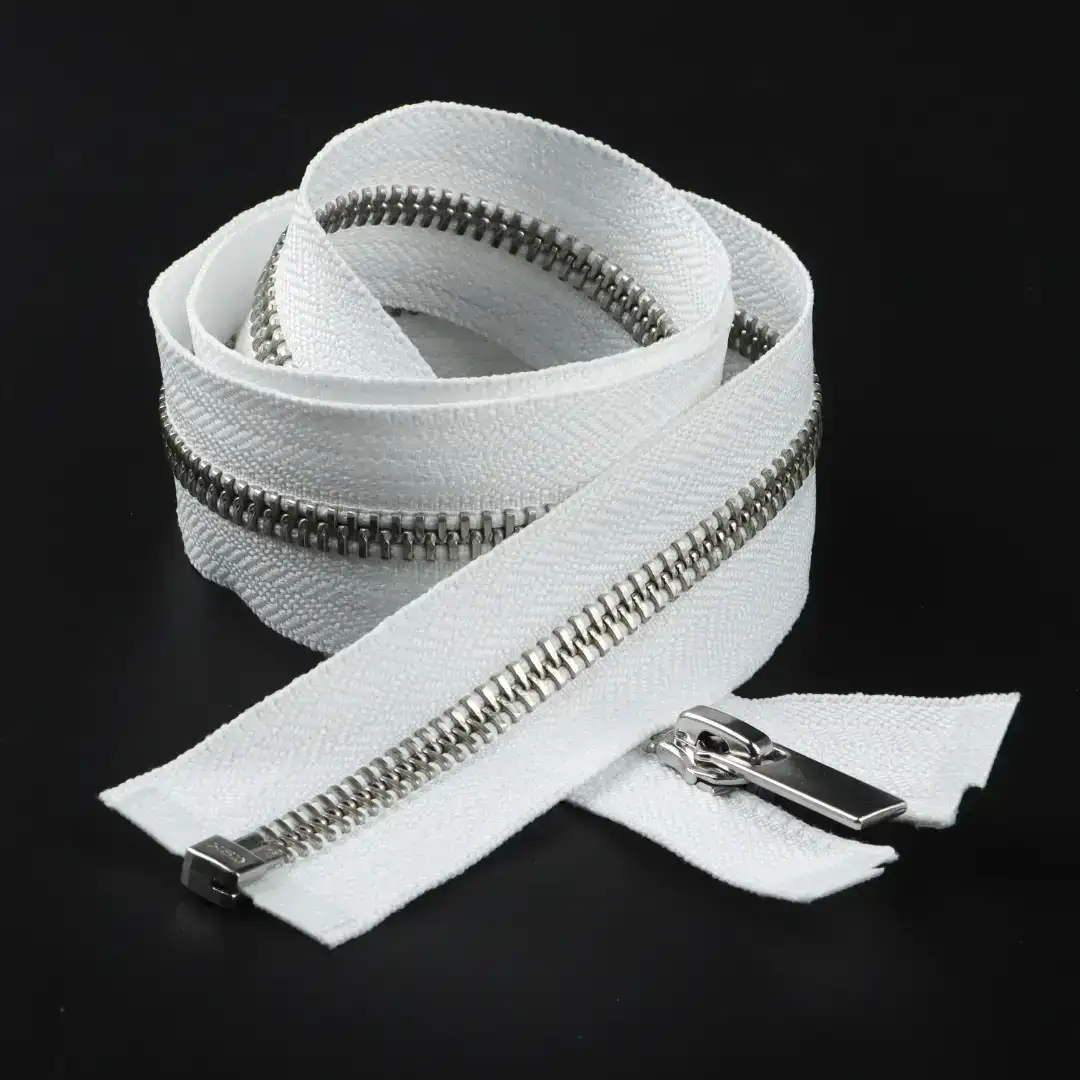 White Open Metal Zippers Zipper for Overcoat buy garments accessories in bulk from China wholesaler at wholesale price free worldwide shipping Alibaba