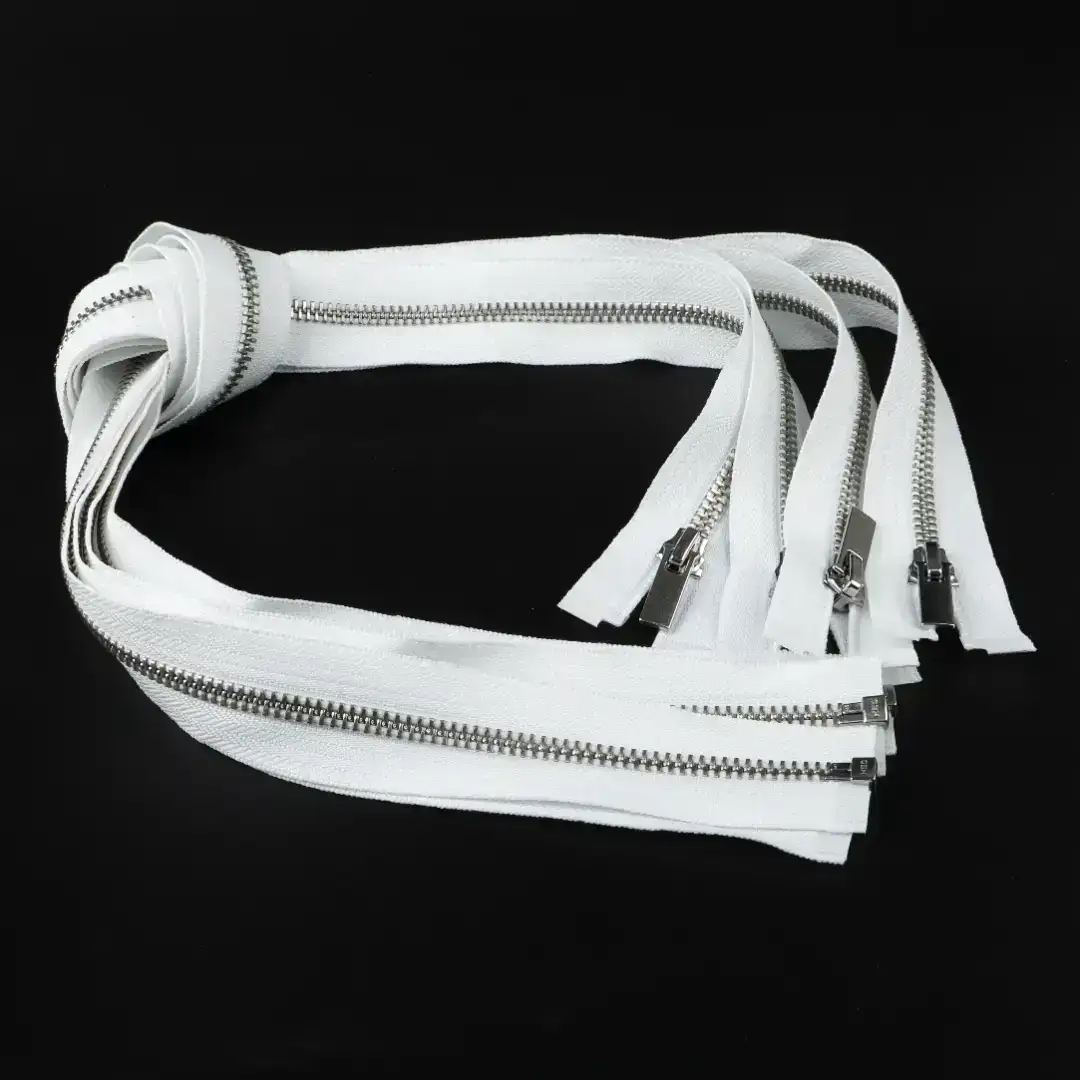 White Open Metal Zippers Zipper for Overcoat buy garments accessories in bulk from China wholesaler at wholesale price free worldwide shipping Alibaba