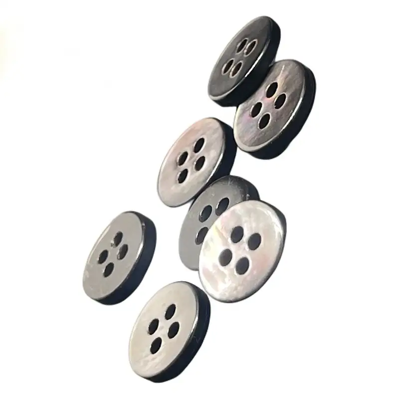 Black 4 holes Shell Button for Shirt,Pants,Denim Jacket,Suit Trouser,Jackets,Blazer,T-Shirt,Polo Shirt,Tank Top,Blouse buy garments accessories in bulk from China wholesaler at wholesale price free worldwide shipping Alibaba