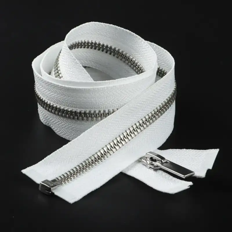 White Open Metal Zippers Zipper for Overcoat buy garments accessories in bulk from China wholesaler at wholesale price free worldwide shipping Alibaba
